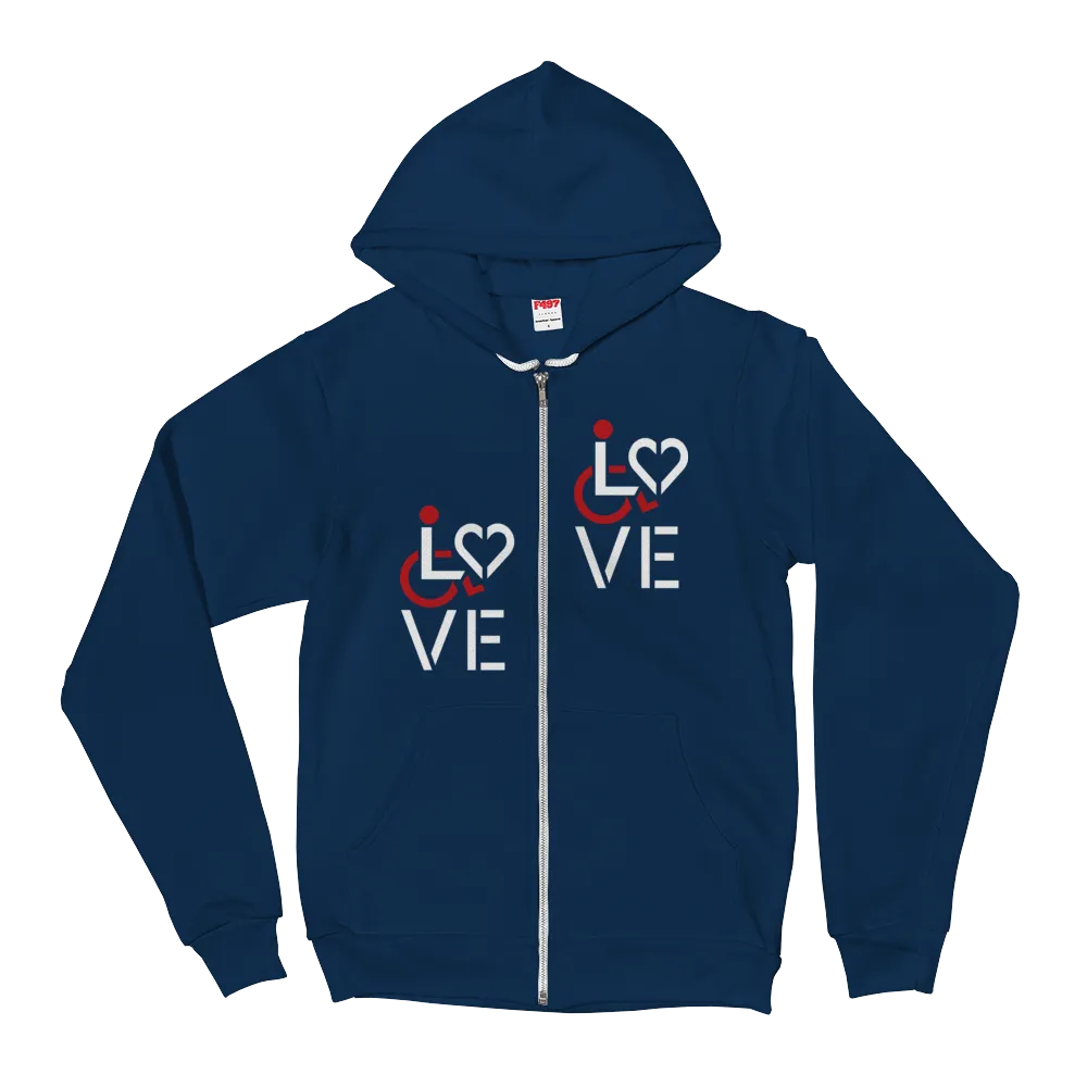 Love (for the Speical Needs Community) Zip-Up Hoodie Sweater (Fits Small)