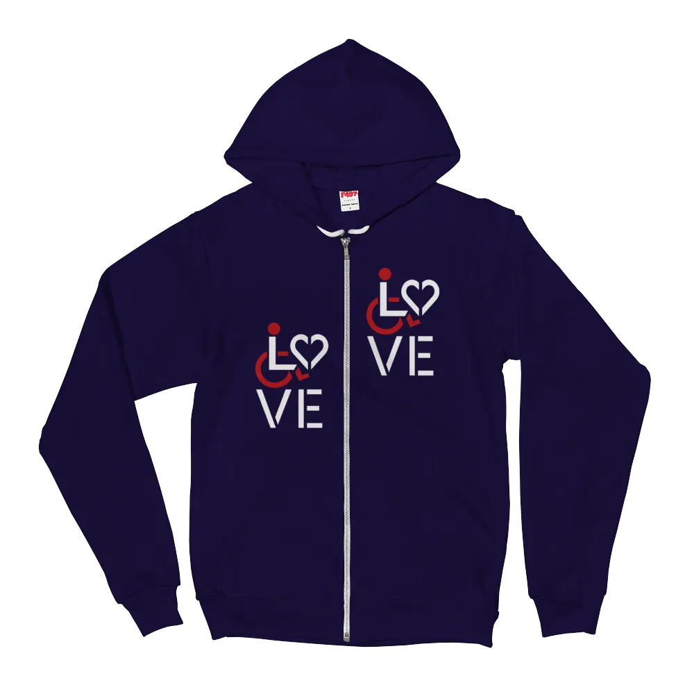 Love (for the Speical Needs Community) Zip-Up Hoodie Sweater (Fits Small)
