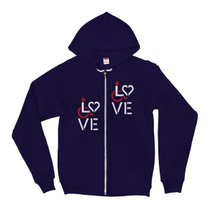 Love (for the Speical Needs Community) Zip-Up Hoodie Sweater (Fits Small)
