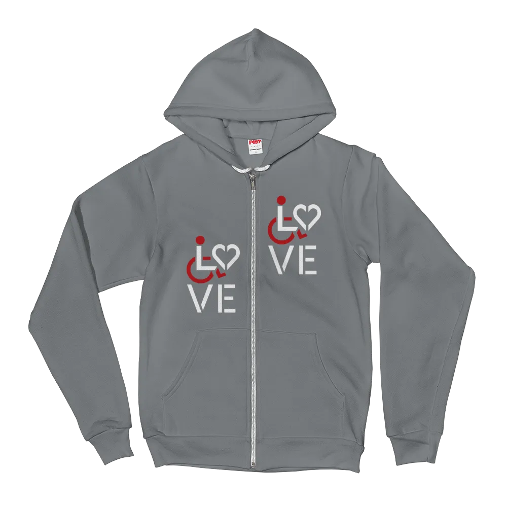 Love (for the Speical Needs Community) Zip-Up Hoodie Sweater (Fits Small)