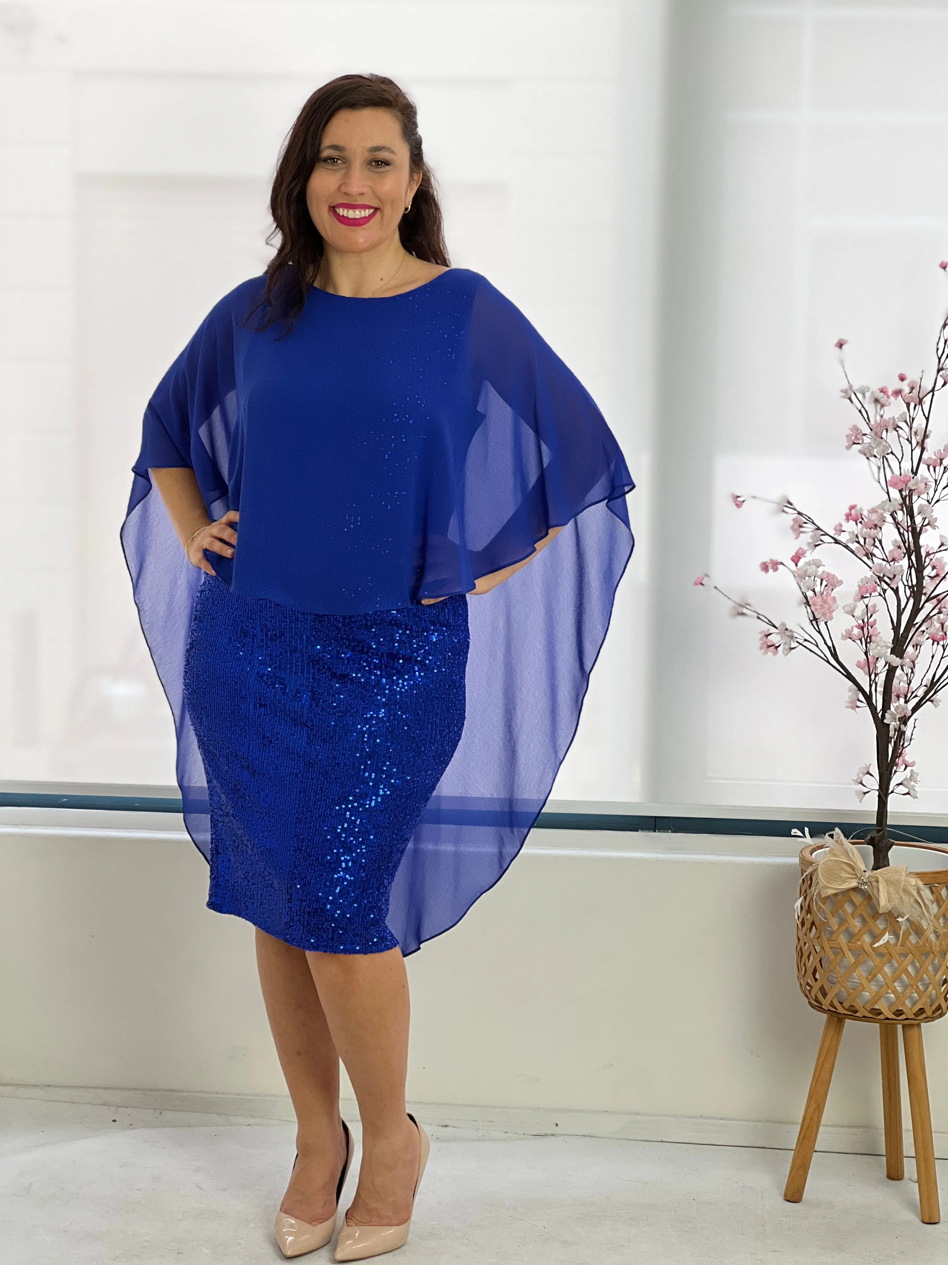 Luina Royal Sequin Evening Dress