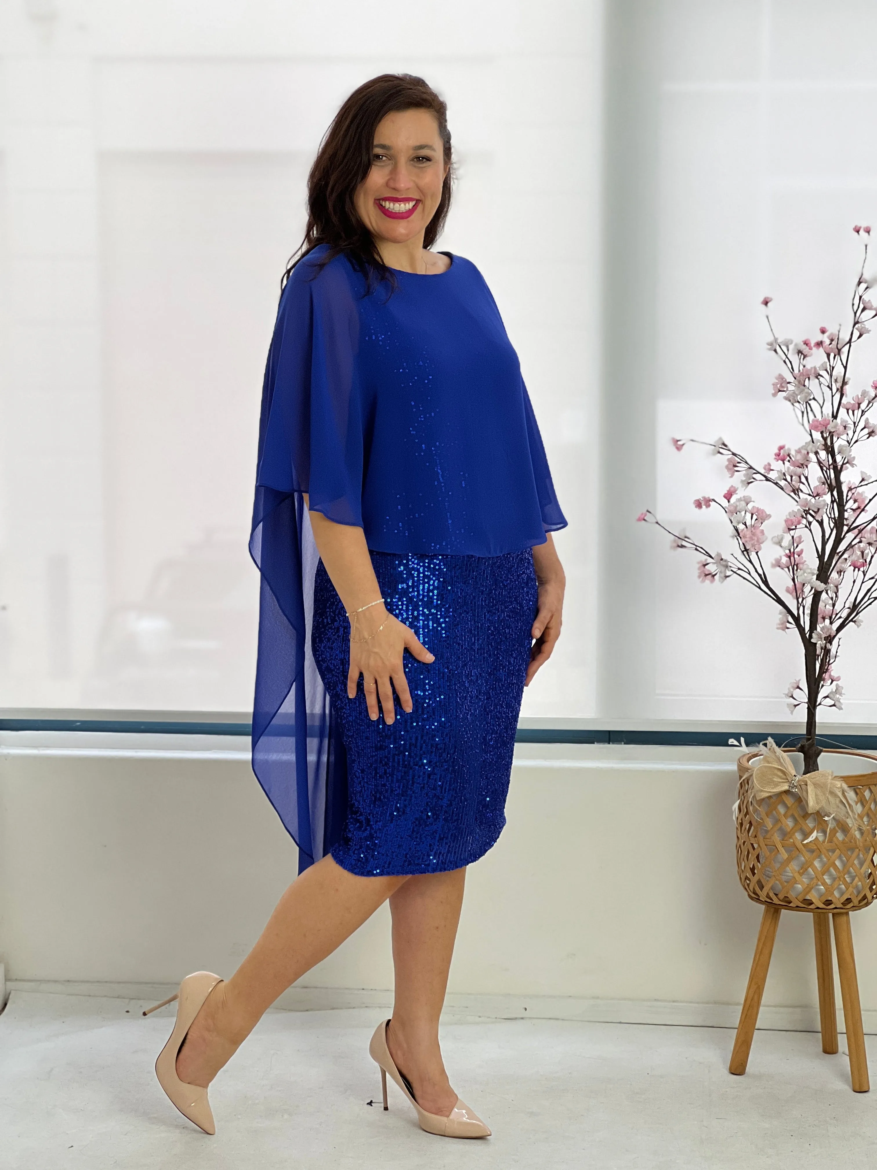 Luina Royal Sequin Evening Dress