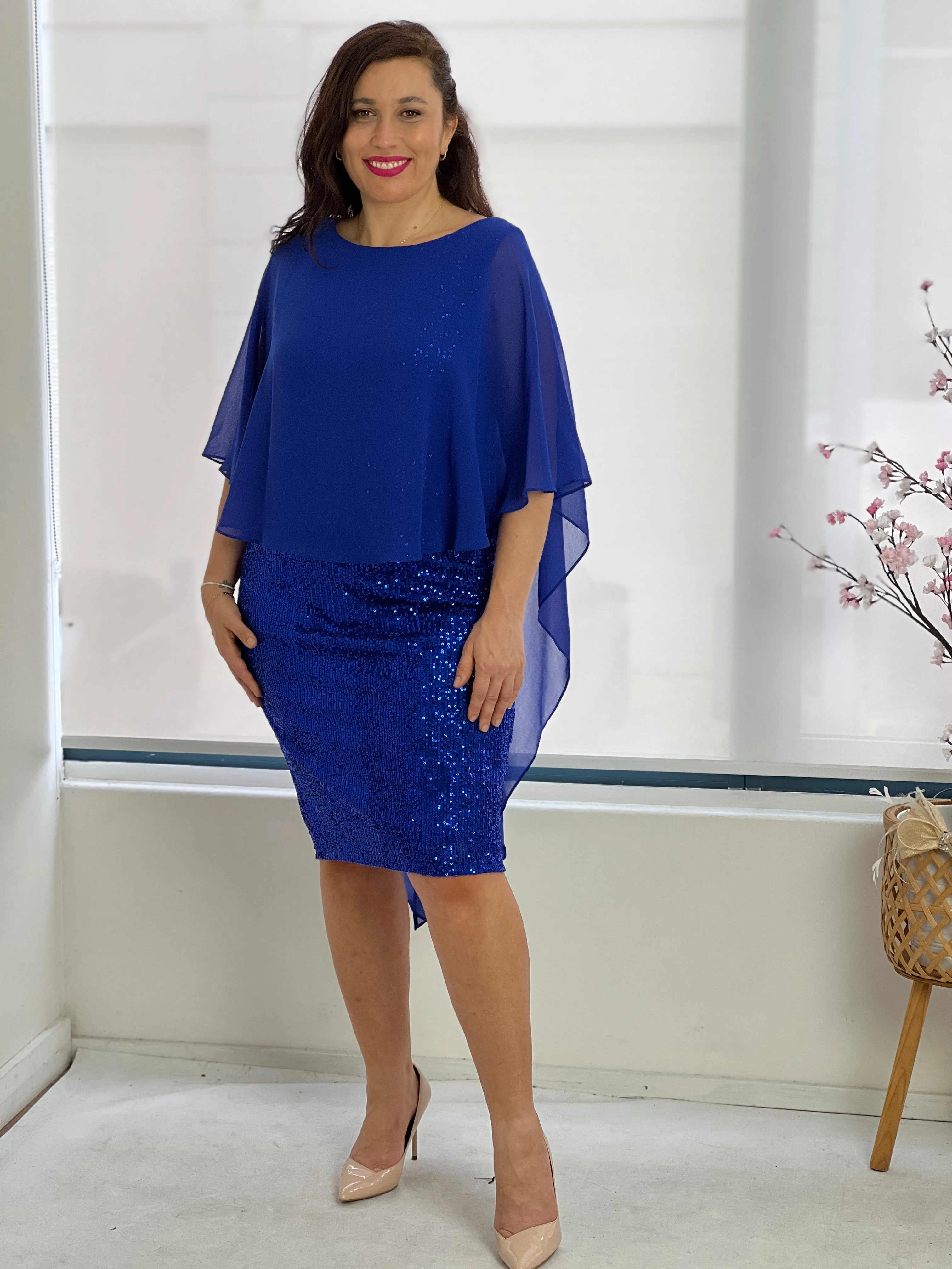 Luina Royal Sequin Evening Dress