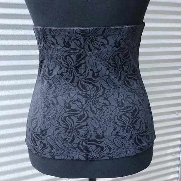 Maidenform Flexee Waist Cincher Girdle Tummy Control Black Satin Floral Corset