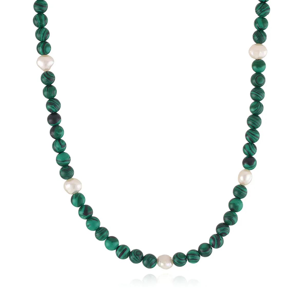 Malachite & Pearl 18K Gold-Plated Beaded Necklace