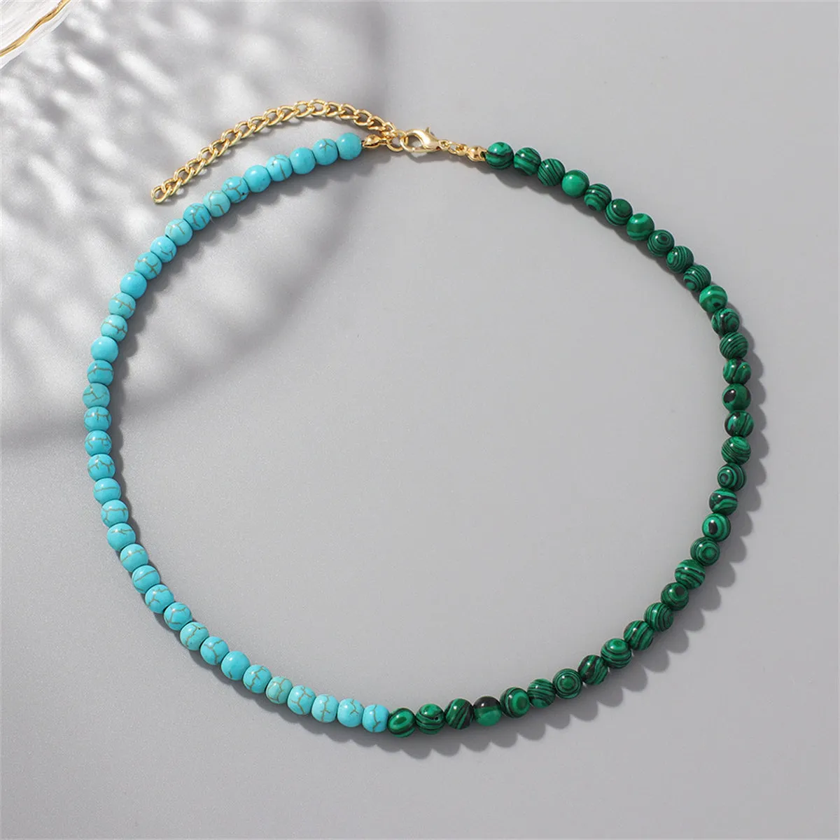Malachite & Turquoise 18K Gold-Plated Beaded Necklace