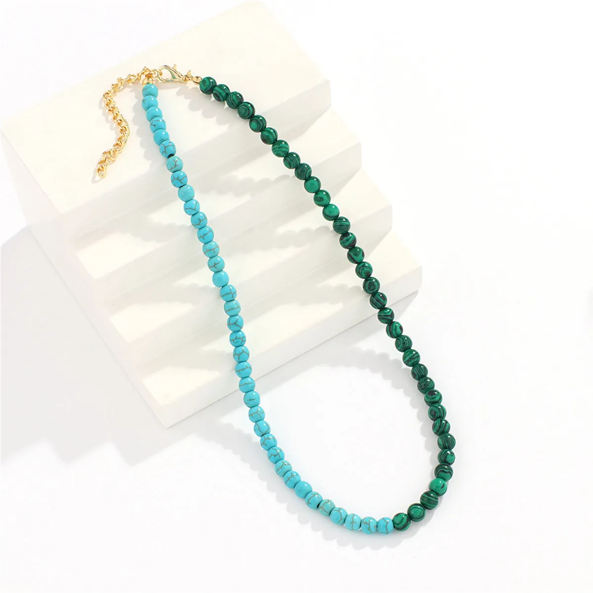 Malachite & Turquoise 18K Gold-Plated Beaded Necklace