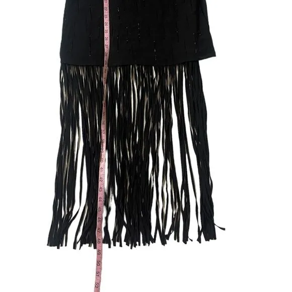 Marciano Evette Fringe Dress Black Boho