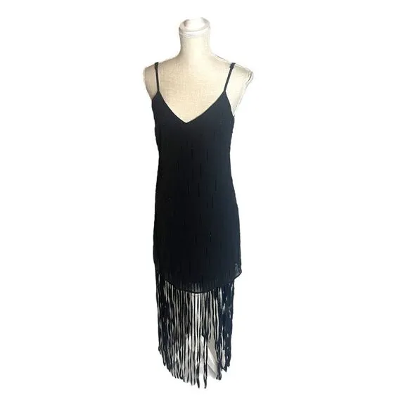 Marciano Evette Fringe Dress Black Boho