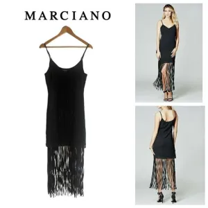 Marciano Evette Fringe Dress Black Boho