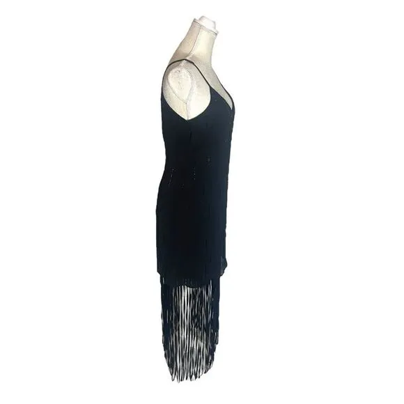 Marciano Evette Fringe Dress Black Boho