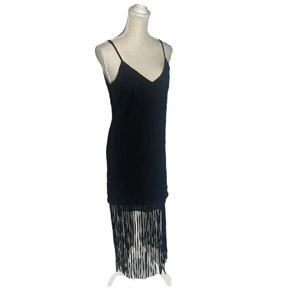 Marciano Evette Fringe Dress Black Boho
