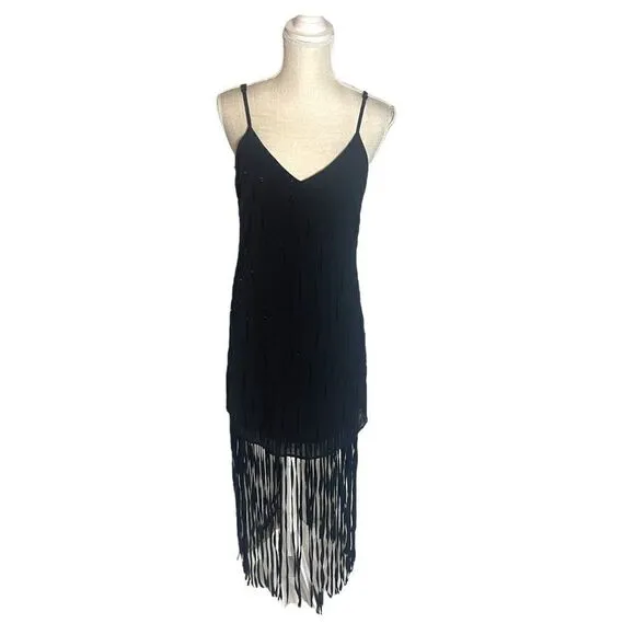 Marciano Evette Fringe Dress Black Boho