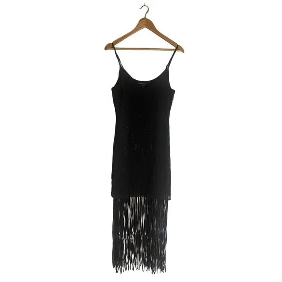 Marciano Evette Fringe Dress Black Boho