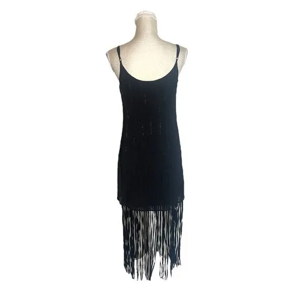 Marciano Evette Fringe Dress Black Boho