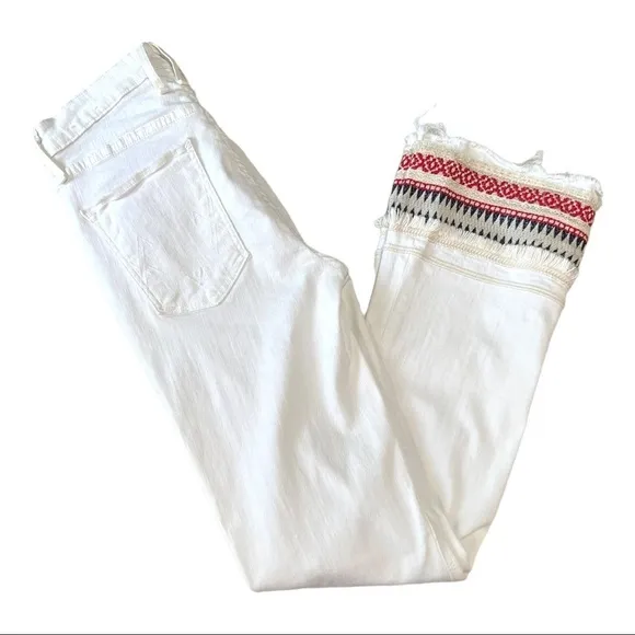 McGuire Ambrosio Majorette White Bohemian Kick Flare High Rise Crop Jeans