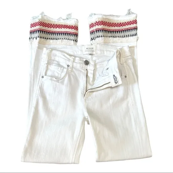 McGuire Ambrosio Majorette White Bohemian Kick Flare High Rise Crop Jeans