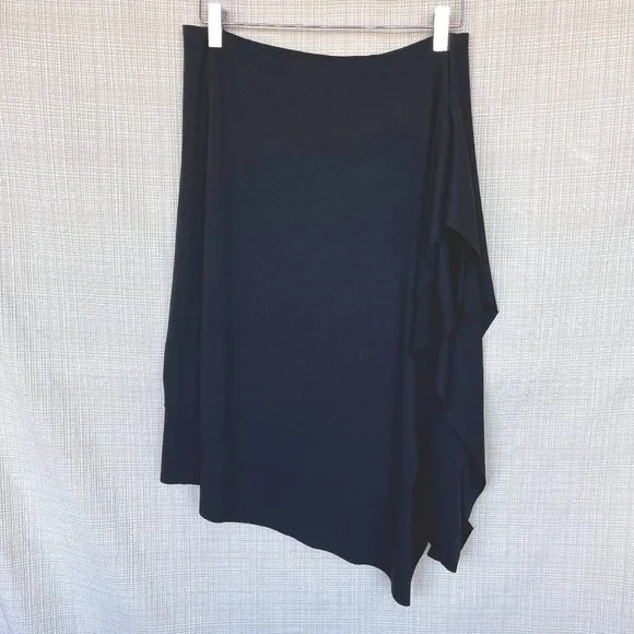 Michele Black Asymmetrical Midi Skirt Laser Cut Boho Chic Festival Vintage y2k m