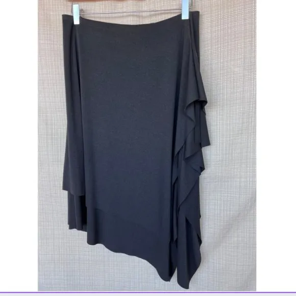 Michele Black Asymmetrical Midi Skirt Laser Cut Boho Chic Festival Vintage y2k m