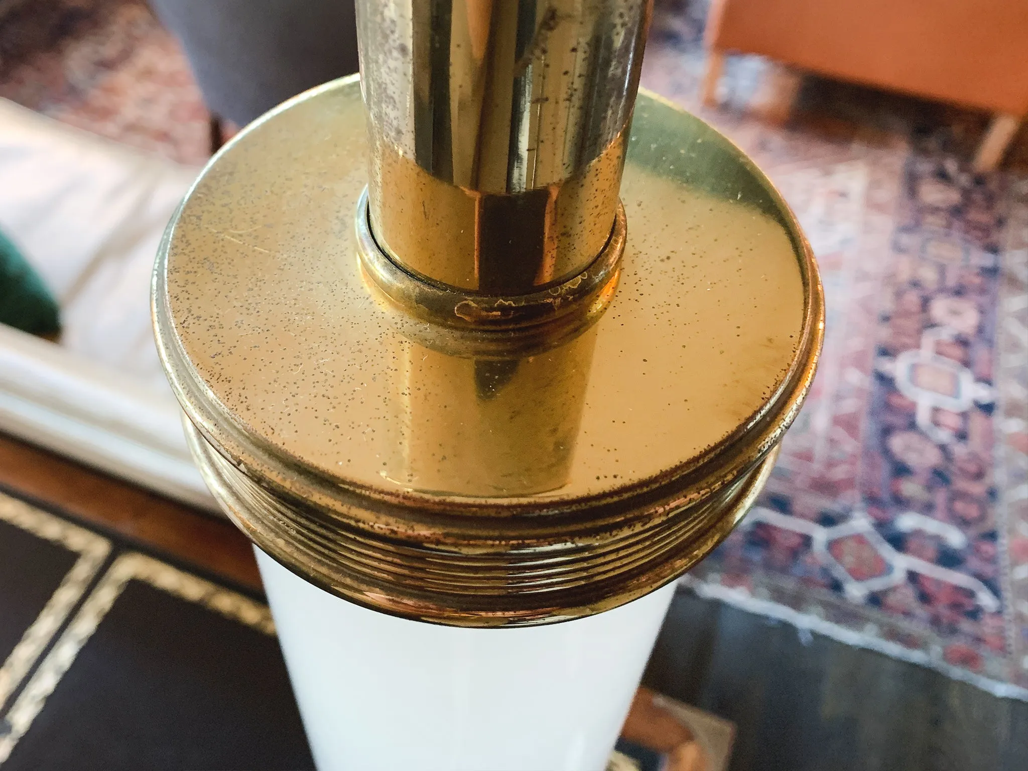 Midcentury Pair of Italian Glass & Marble Table Lamps
