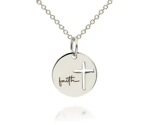 Mini Cross Faith White Gold Necklace