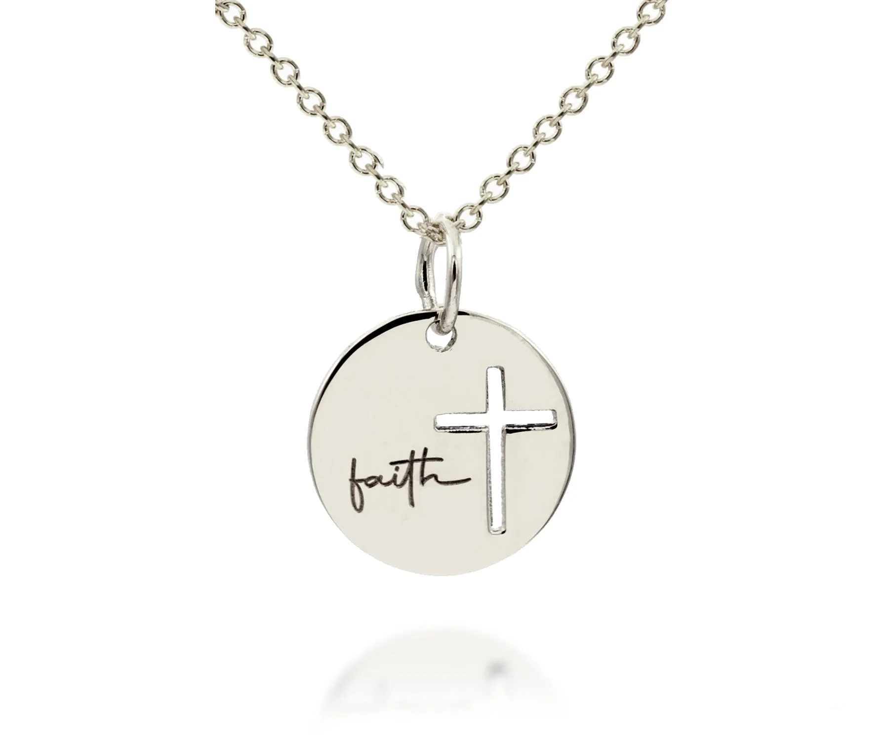 Mini Cross Faith White Gold Necklace