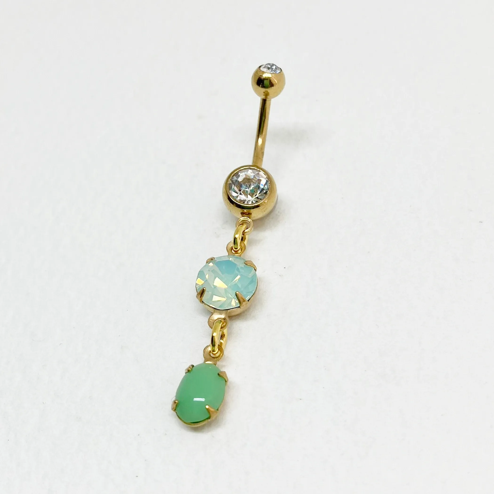 Mint Opal Gold Belly Button Ring