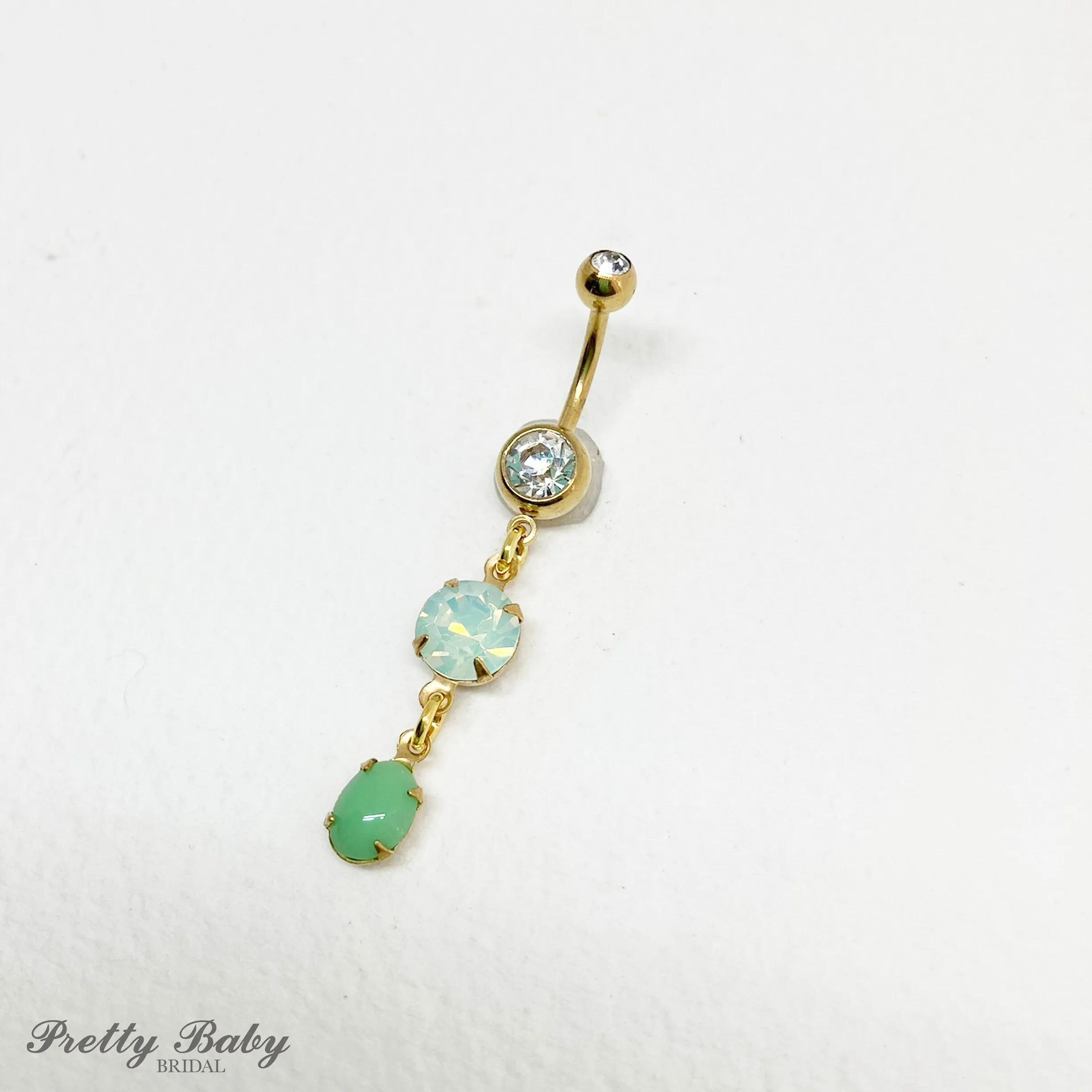 Mint Opal Gold Belly Button Ring