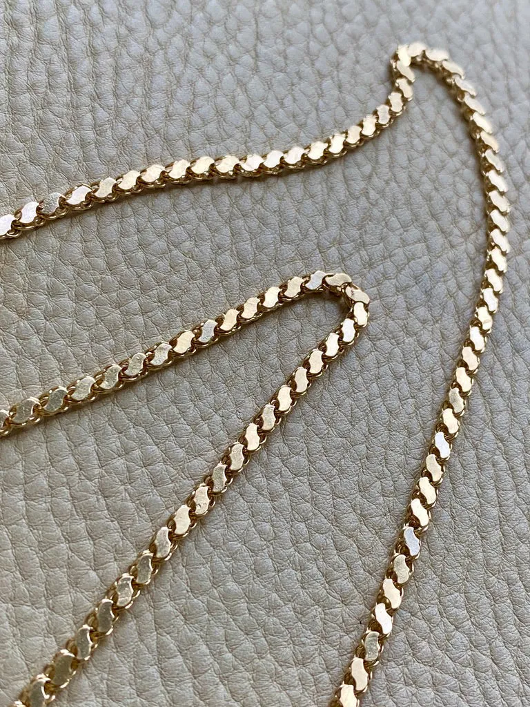 Mirrored double link chain necklace in 14k gold - Excellent 32” long length!