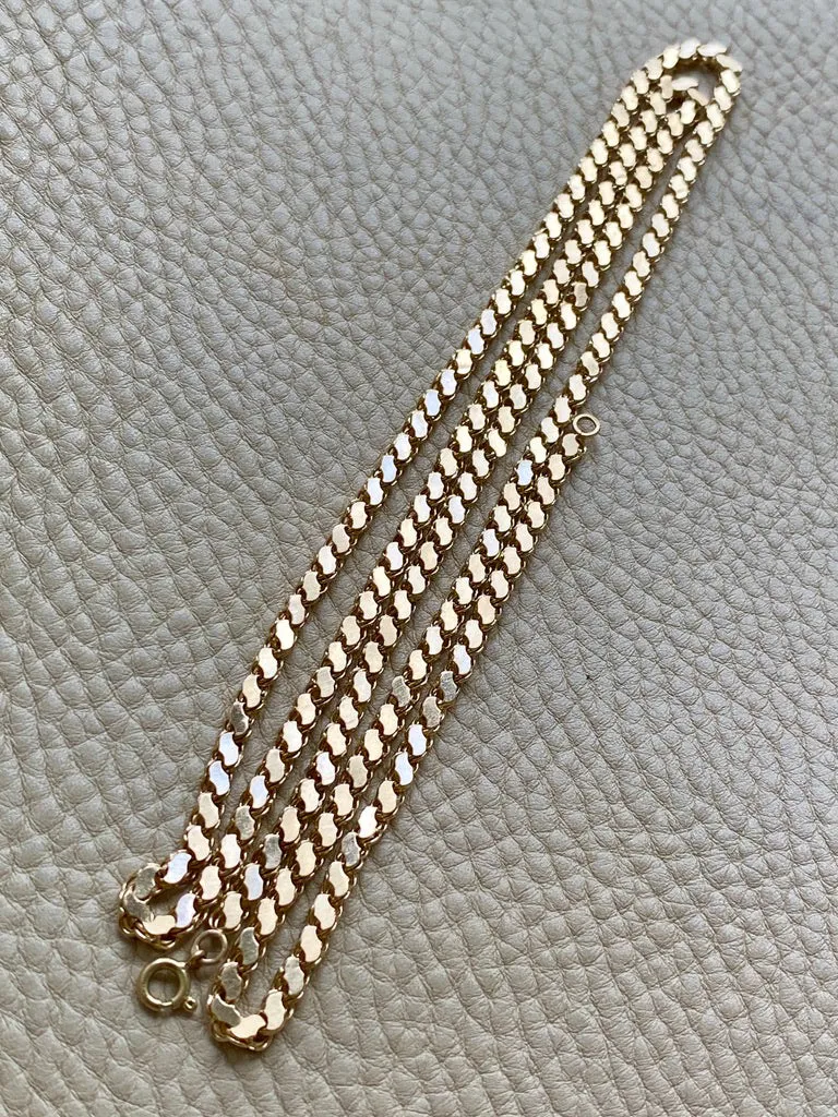 Mirrored double link chain necklace in 14k gold - Excellent 32” long length!