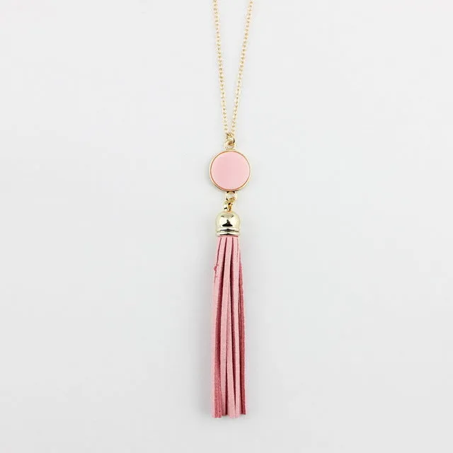 Monogram Acrylic Blank Disc Long Chain Pendant BOHO Tassel Necklace for Women Custom Personalized Pendant Necklace Acrylic Blank
