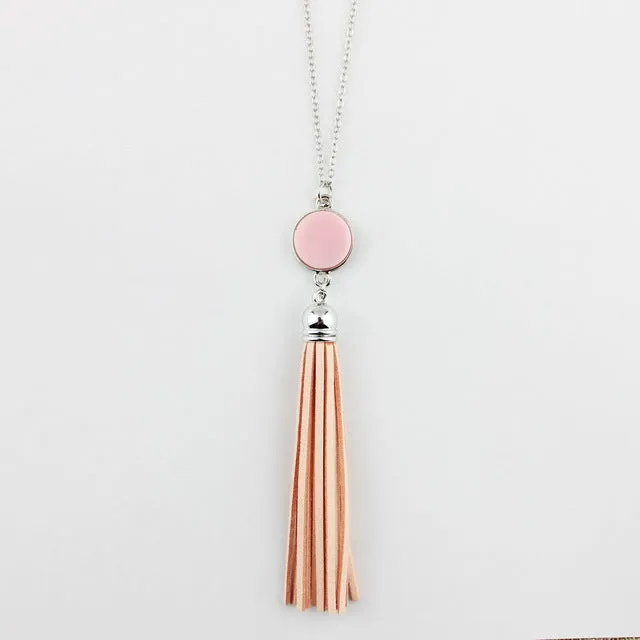 Monogram Acrylic Blank Disc Long Chain Pendant BOHO Tassel Necklace for Women Custom Personalized Pendant Necklace Acrylic Blank