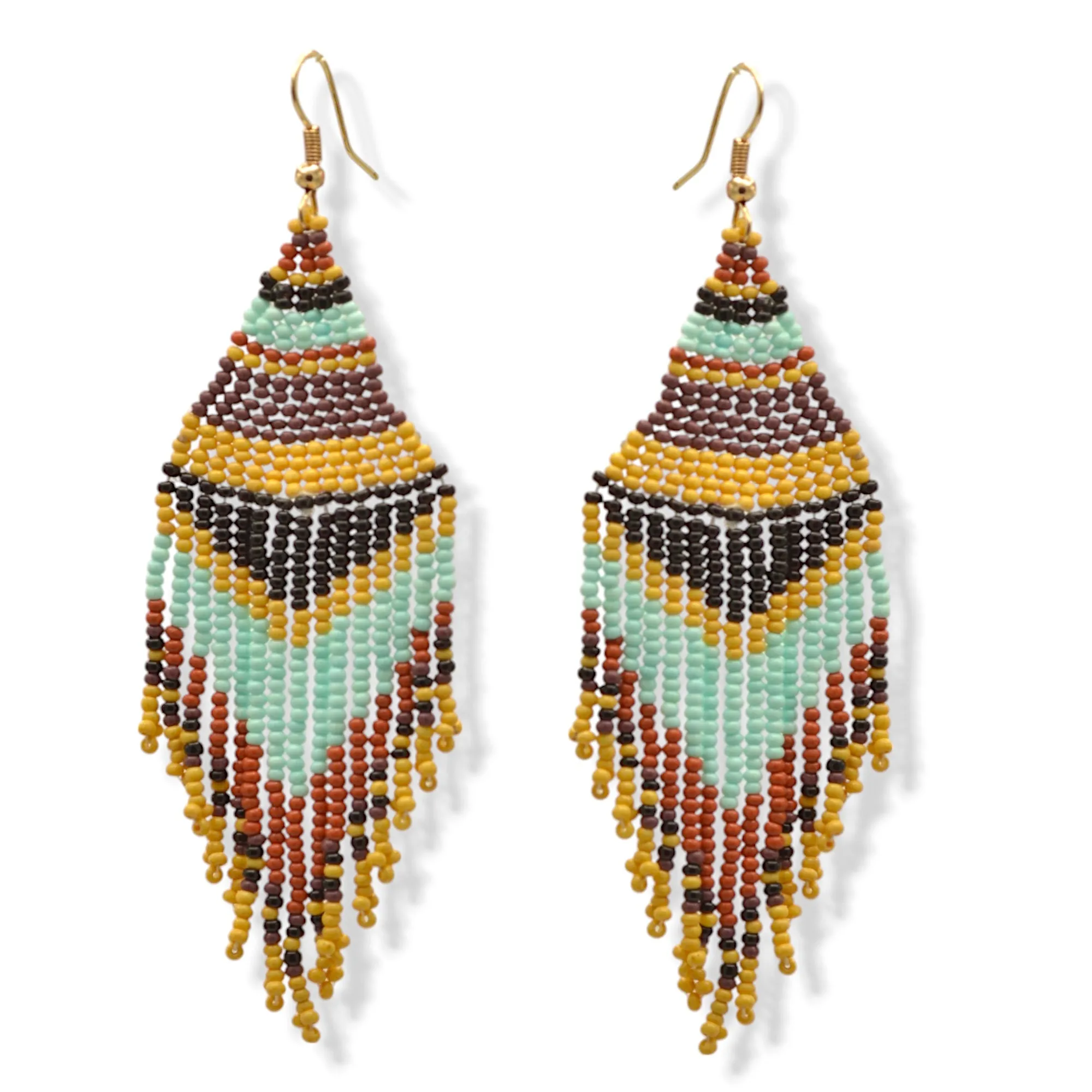 Multi-color Bohemian Seed Bead Long Tassel Earrings #ER-1140