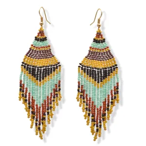 Multi-color Bohemian Seed Bead Long Tassel Earrings #ER-1140