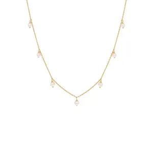 Multi Dangling Pearl Necklace 14K