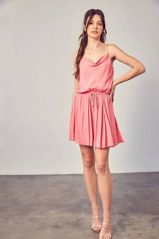 Mustard Seed Junior Cowl Neck Beaded Strap Dress
