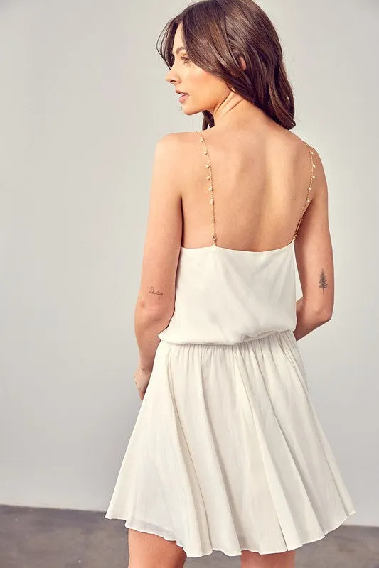 Mustard Seed Junior Cowl Neck Beaded Strap Dress