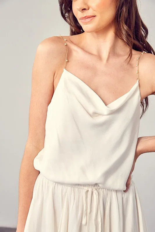 Mustard Seed Junior Cowl Neck Beaded Strap Dress