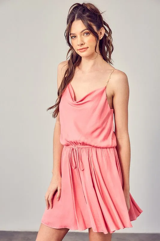 Mustard Seed Junior Cowl Neck Beaded Strap Dress
