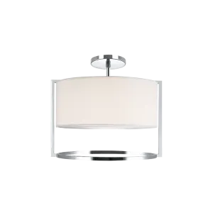 Nagashi Chrome Metal with Fabric Shade 2 Light Flush Mount