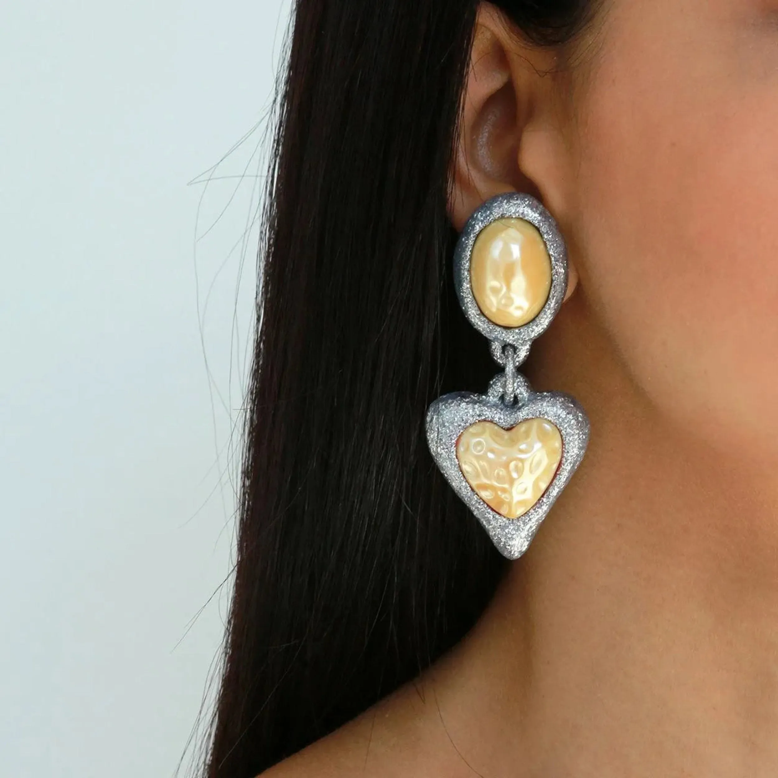 Night Fever Earrings, Silver Glitter