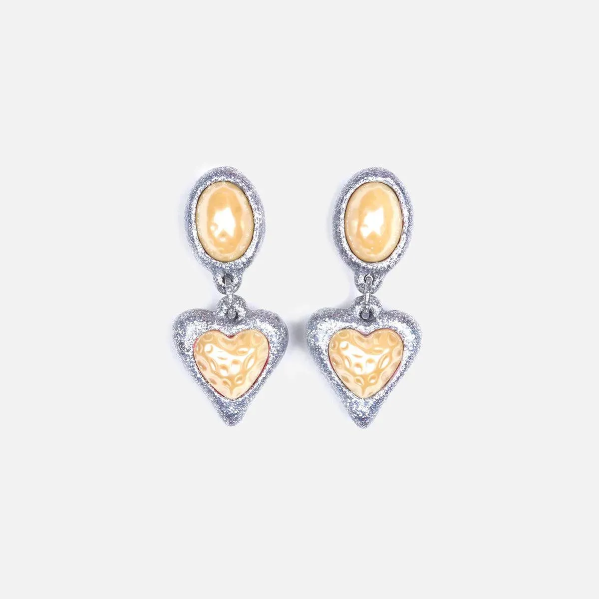 Night Fever Earrings, Silver Glitter