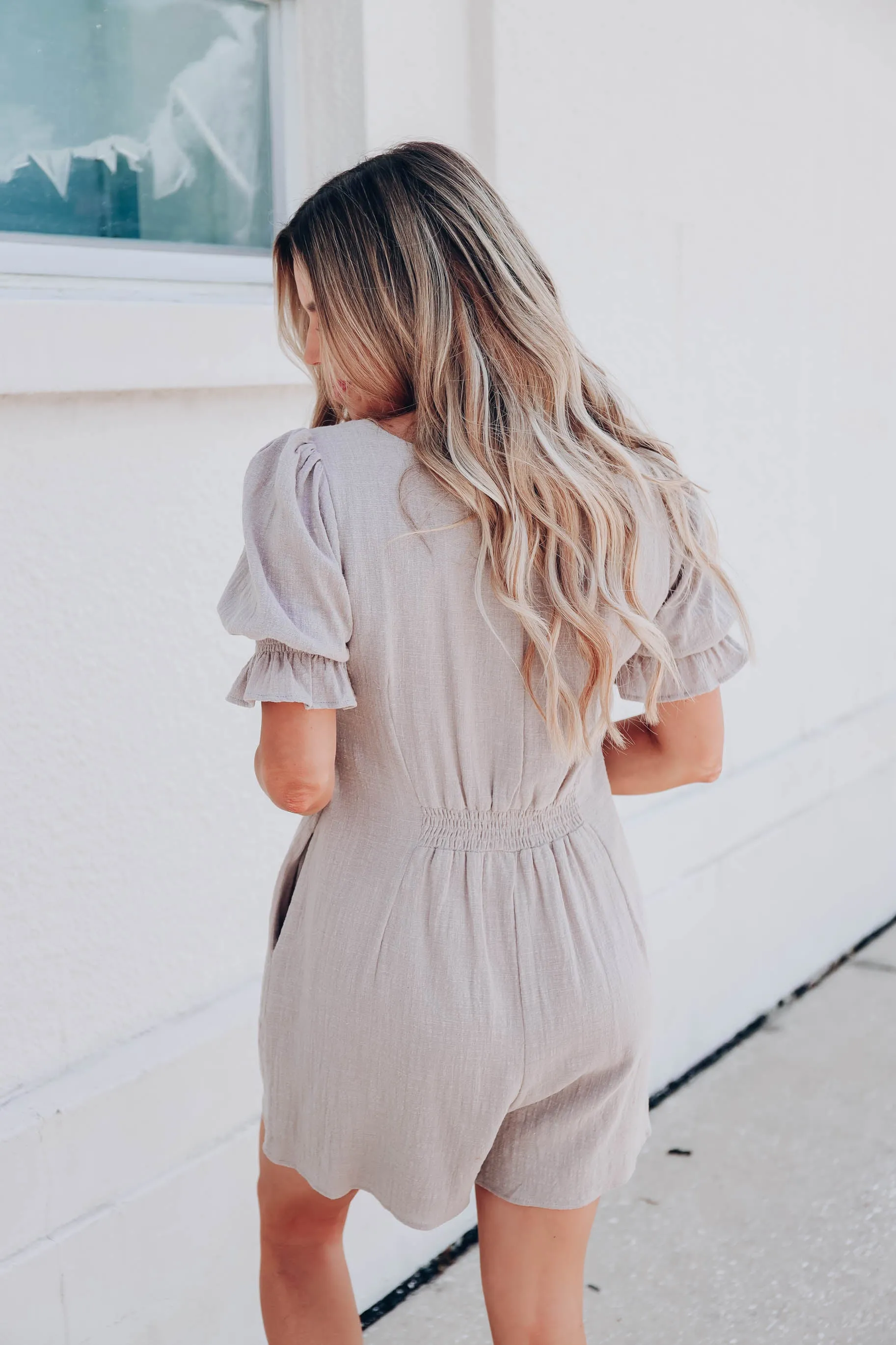 Noa Puff Sleeve Romper - Mocha