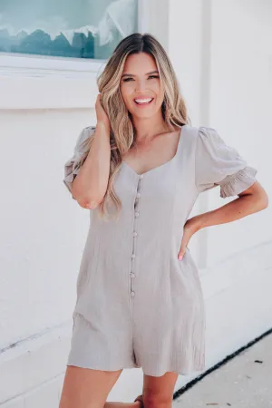 Noa Puff Sleeve Romper - Mocha
