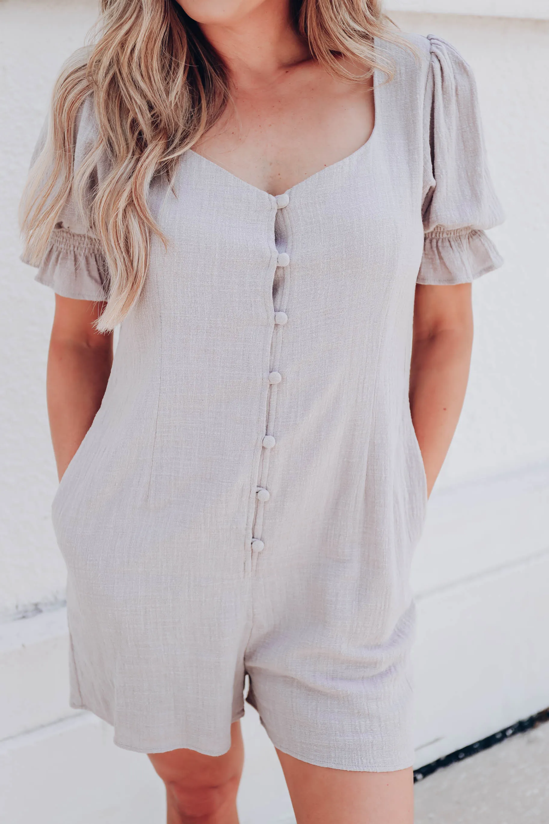 Noa Puff Sleeve Romper - Mocha