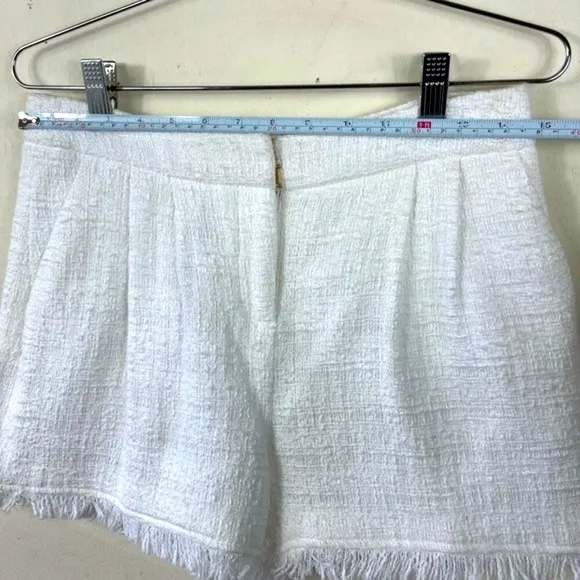 NWT Kate Spade White Tweed Fringe Pleated High Waisted Preppy Dress Shorts 2