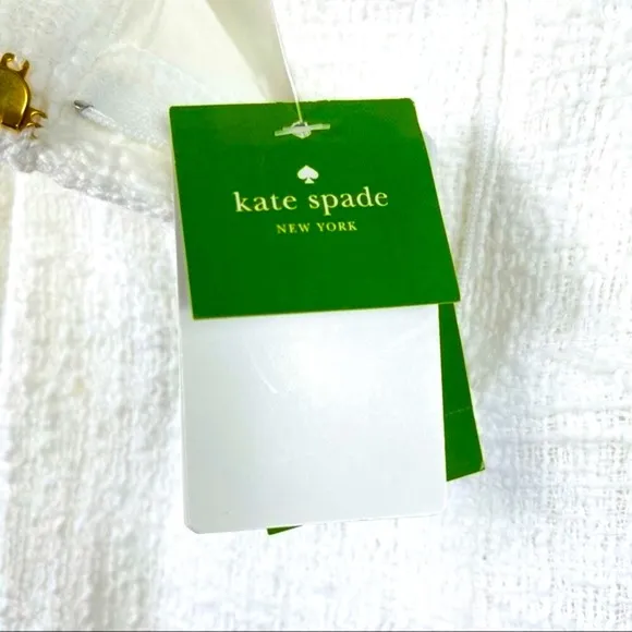 NWT Kate Spade White Tweed Fringe Pleated High Waisted Preppy Dress Shorts 2