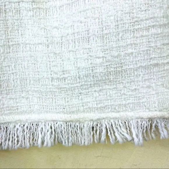 NWT Kate Spade White Tweed Fringe Pleated High Waisted Preppy Dress Shorts 2