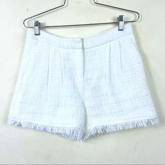 NWT Kate Spade White Tweed Fringe Pleated High Waisted Preppy Dress Shorts 2
