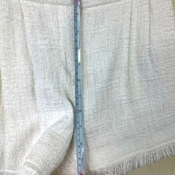 NWT Kate Spade White Tweed Fringe Pleated High Waisted Preppy Dress Shorts 2